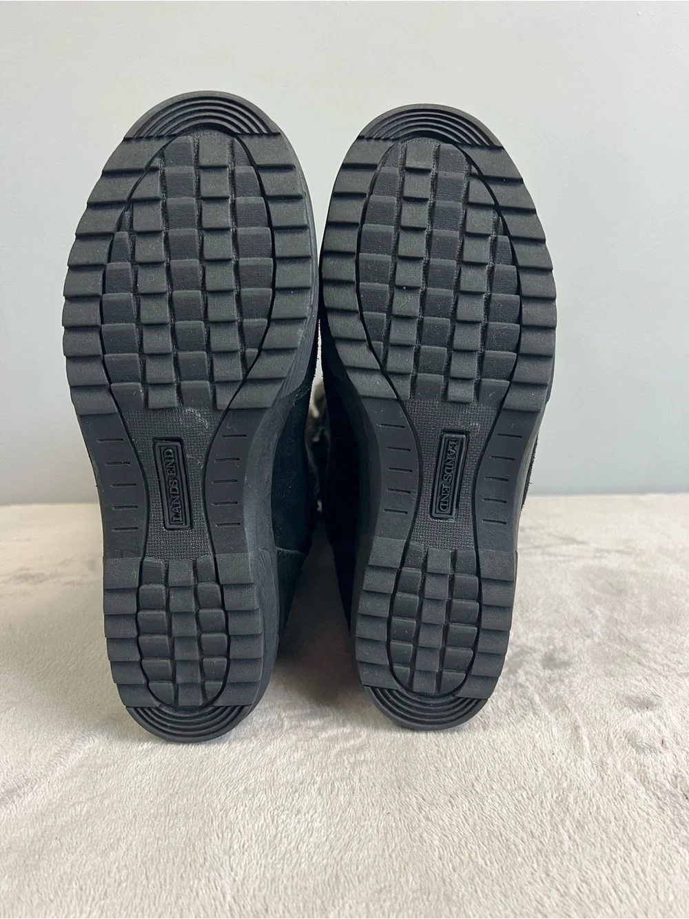 Lands' End Sophia Tall Winter Snow Boots Black Suede Faux Fur Size 8.5